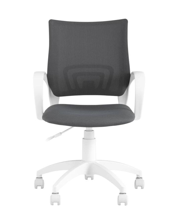 Кресло офисное Topchairs ST-BASIC-W серая ткань крестовина белый пластик (изображение №3)