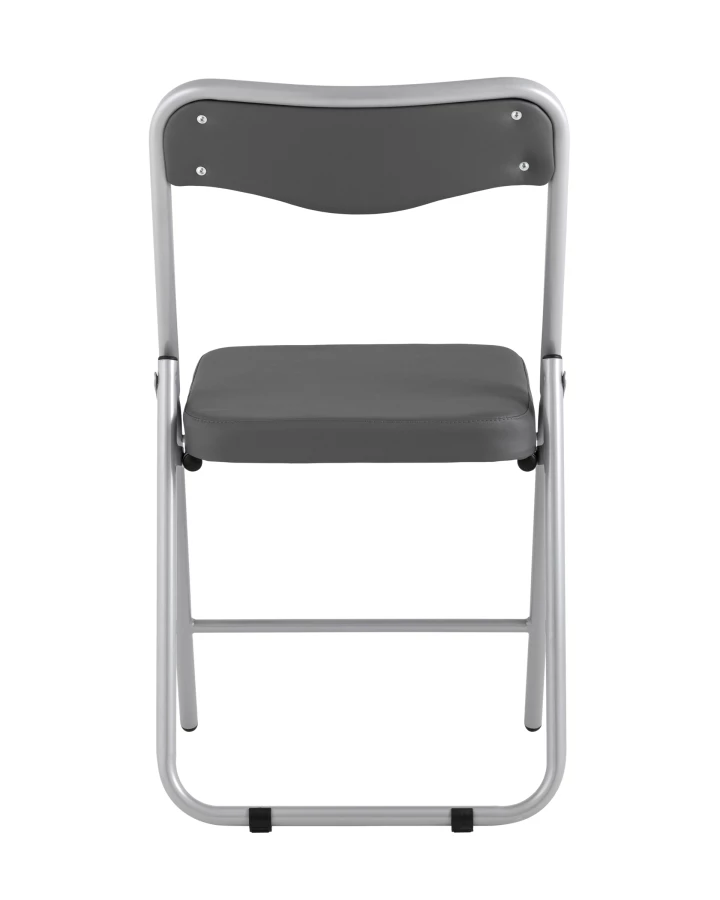 Складной стул Джонни экокожа серый каркас металлик (изображение №5)