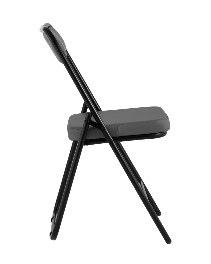 Складной стул Джонни экокожа серый каркас черный матовый (изображение №4)