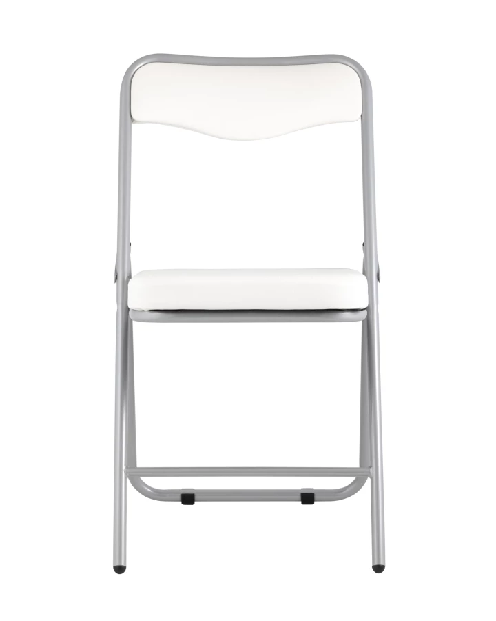 Складной стул Джонни экокожа белый каркас металлик (изображение №3)