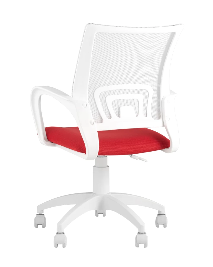 Кресло офисное TopChairs ST-BASIC-W красная ткань крестовина белый пластик (изображение №6)
