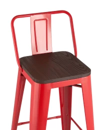 Стул барный TOLIX WOOD со спинкой красный глянцевый