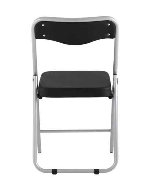 Складной стул Джонни экокожа черный каркас металлик (изображение №5)
