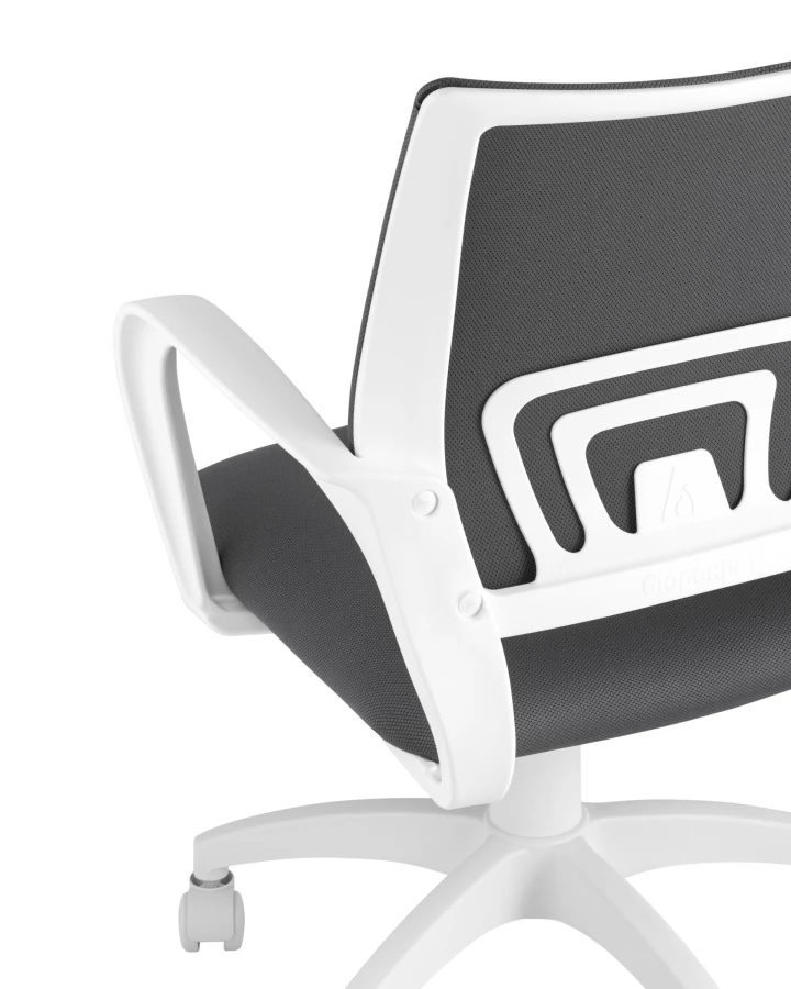 Кресло офисное Topchairs ST-BASIC-W серая ткань крестовина белый пластик (изображение №7)