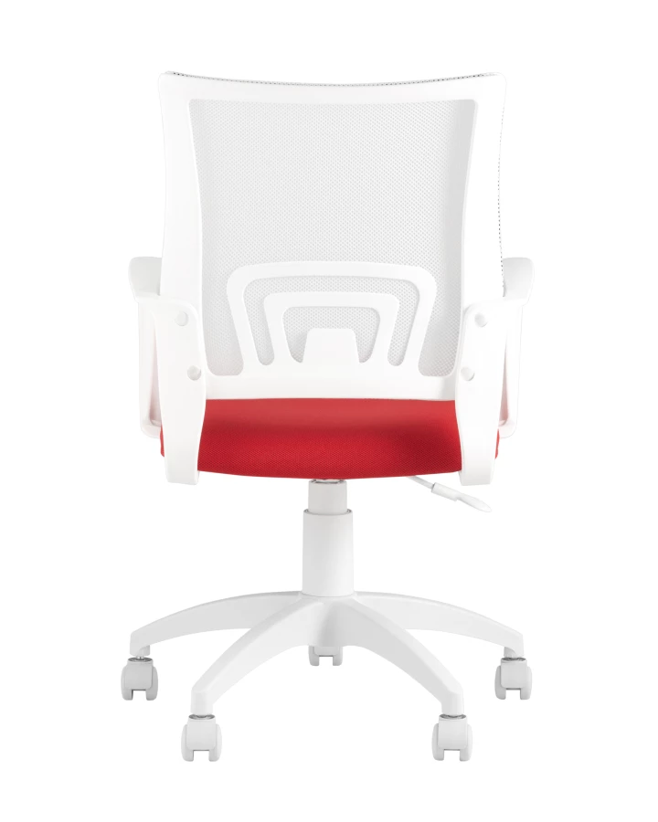 Кресло офисное TopChairs ST-BASIC-W красная ткань крестовина белый пластик (изображение №5)