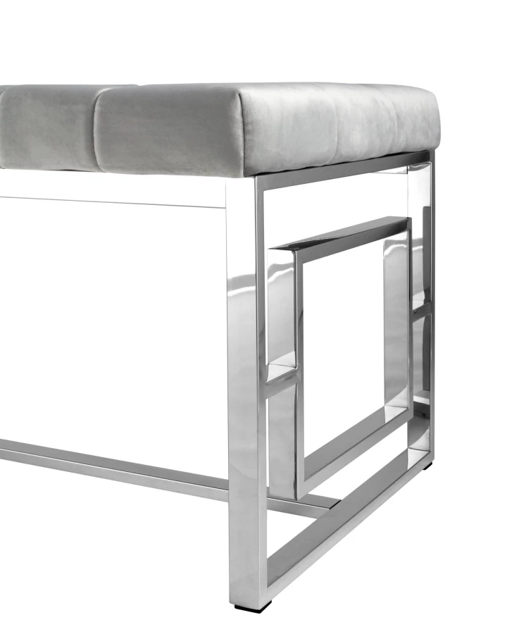 Банкетка-скамейка БРУКЛИН велюр серый сталь серебро (изображение №4)