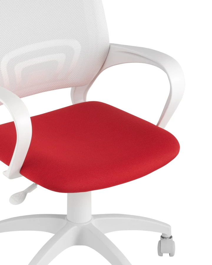 Кресло офисное TopChairs ST-BASIC-W красная ткань крестовина белый пластик (изображение №2)