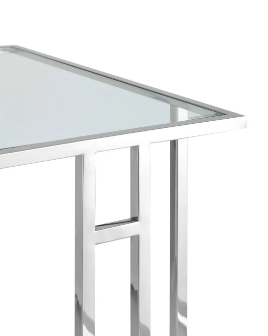 Журнальный столик 50*32 БОСТОН прозрачное стекло сталь серебро (изображение №3)