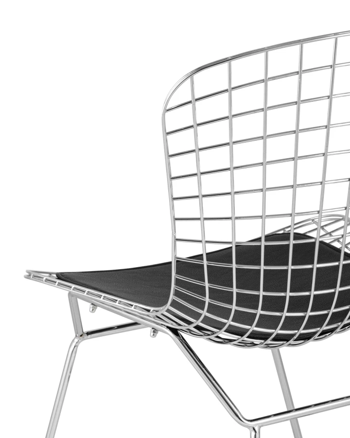 Стул обеденный Bertoia хромированный с черной подушкой (изображение №7)