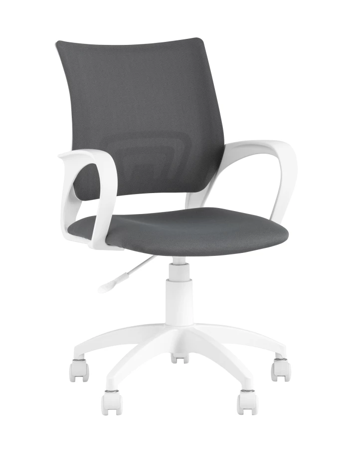 Кресло офисное Topchairs ST-BASIC-W серая ткань крестовина белый пластик (изображение №1)
