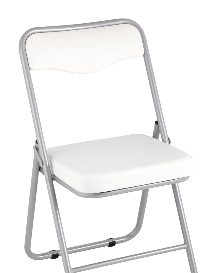 Складной стул Джонни экокожа белый каркас металлик (изображение №2)