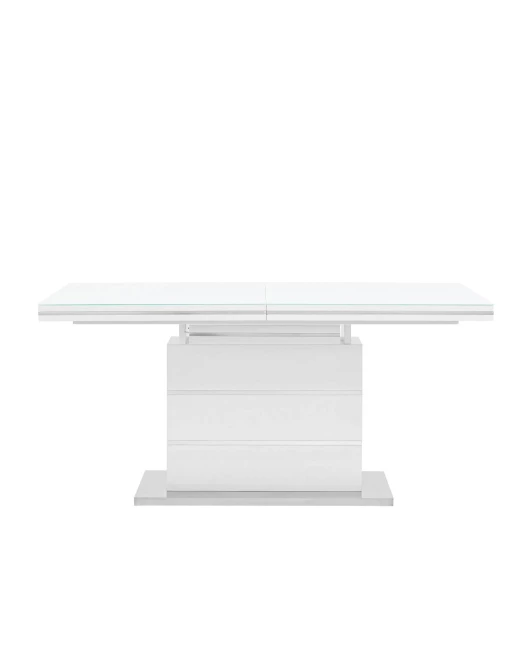 Стол обеденный Глазго раскладной 160-215*90 глянцевый белый (изображение №2)