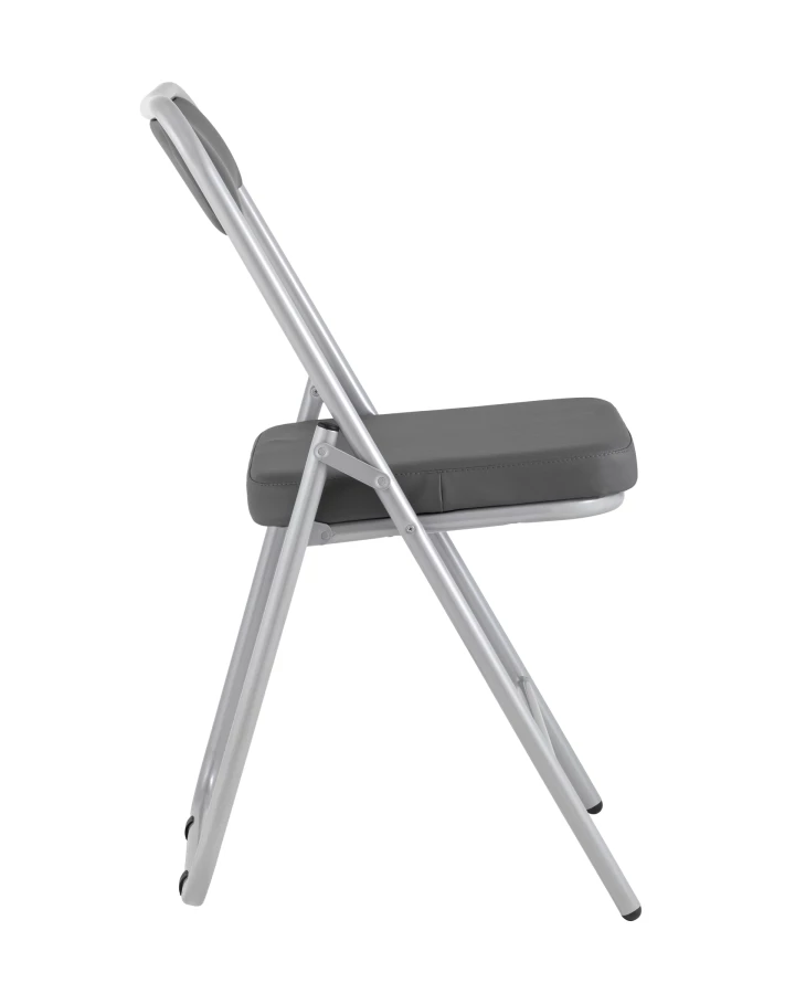 Складной стул Джонни экокожа серый каркас металлик (изображение №4)