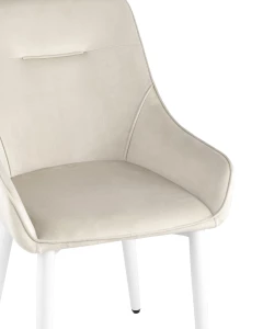 Второе фото. Стул Диана велюр кремовый ножки белые 4 шт