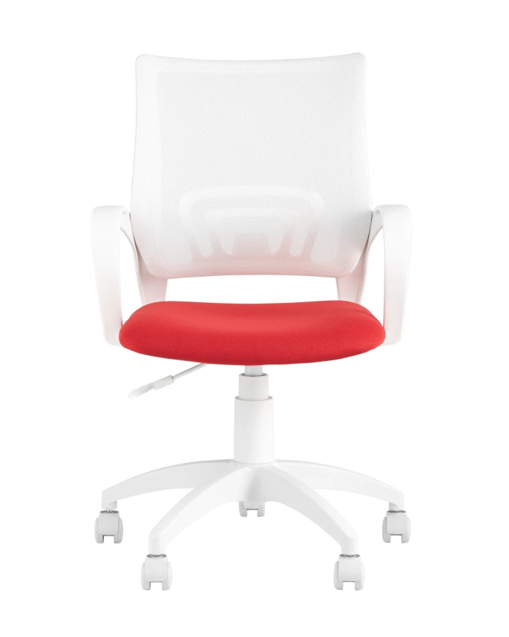 Кресло офисное TopChairs ST-BASIC-W красная ткань крестовина белый пластик (изображение №3)