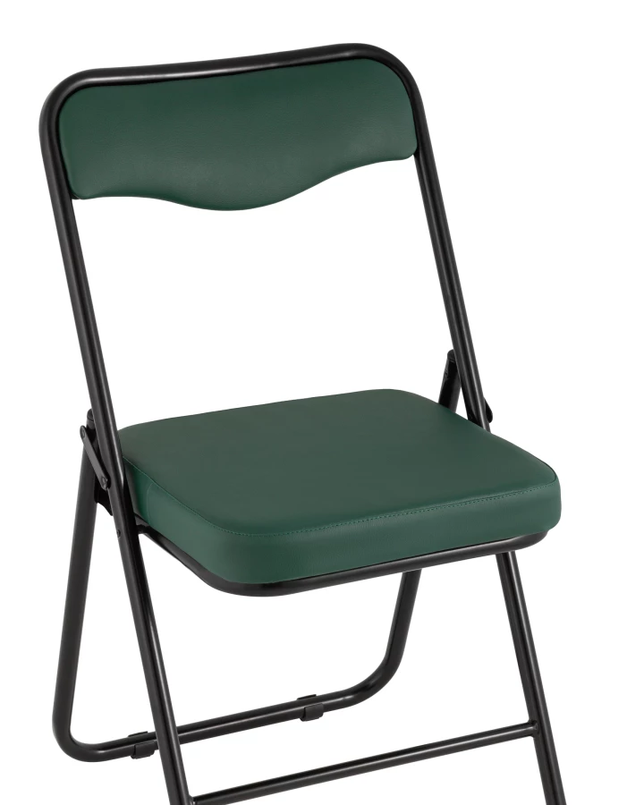 Складной стул Джонни экокожа зелёный каркас черный матовый (изображение №2)