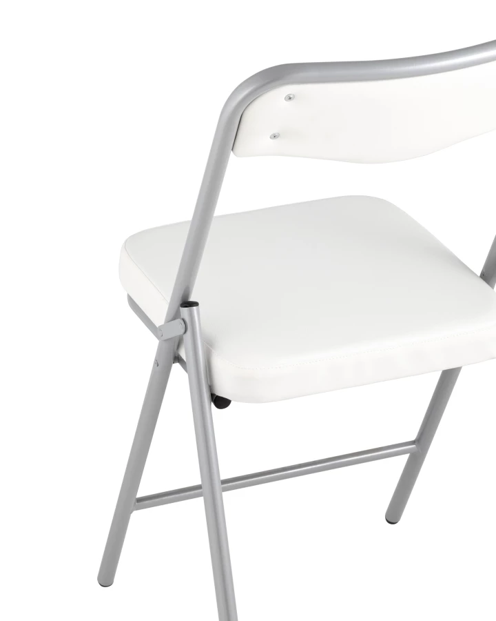 Складной стул Джонни экокожа белый каркас металлик (изображение №7)