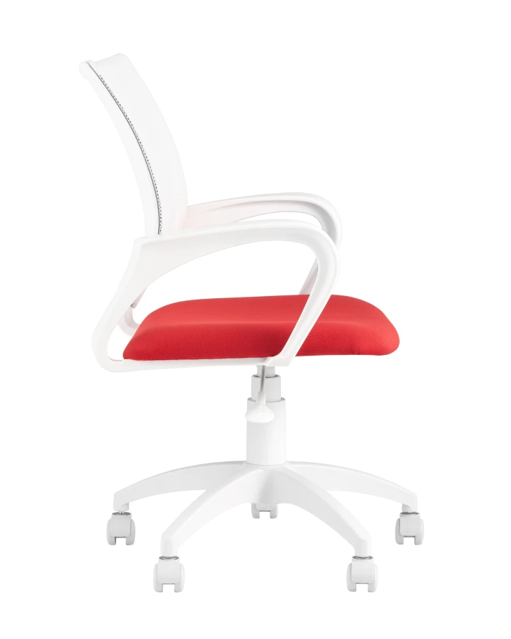 Кресло офисное TopChairs ST-BASIC-W красная ткань крестовина белый пластик (изображение №4)