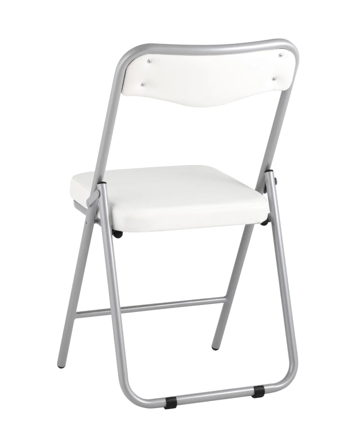 Складной стул Джонни экокожа белый каркас металлик (изображение №6)