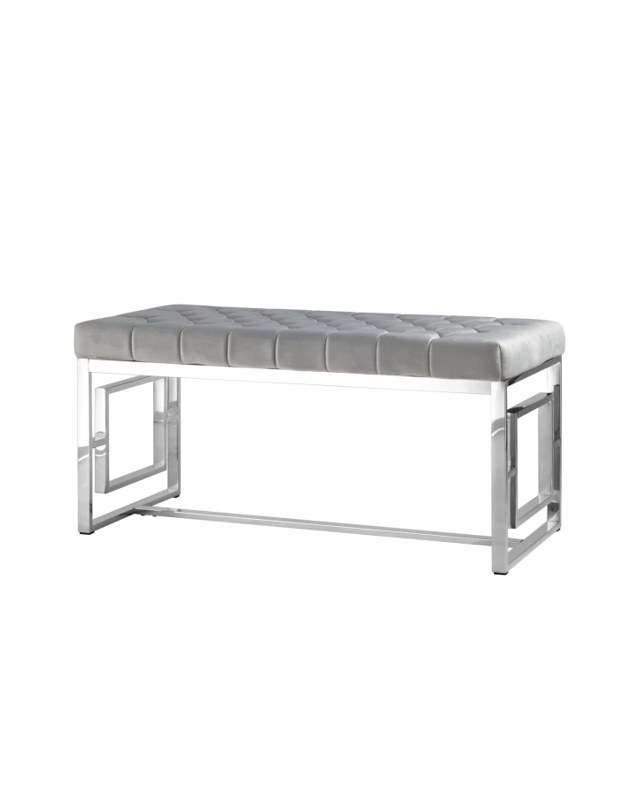 Банкетка-скамейка БРУКЛИН велюр серый сталь серебро (изображение №1)