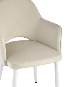 Второе фото. Стул Венера велюр кремовый ножки белые 2 шт