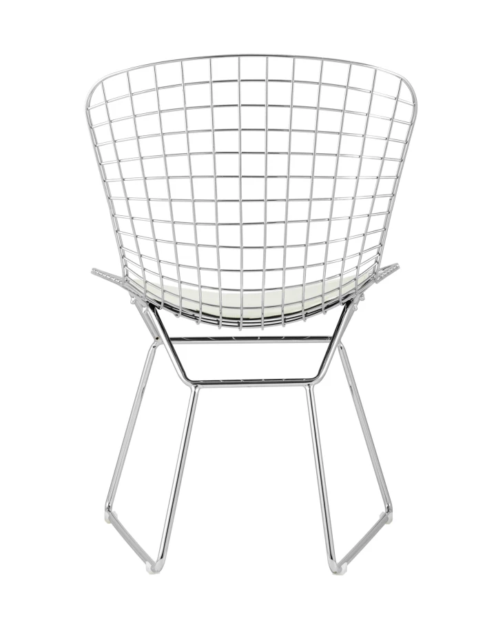 Стул обеденный Bertoia хромированный с белой подушкой (изображение №5)