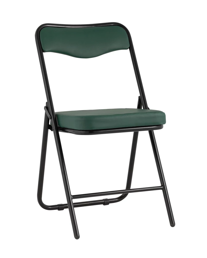Складной стул Джонни экокожа зелёный каркас черный матовый (изображение №1)