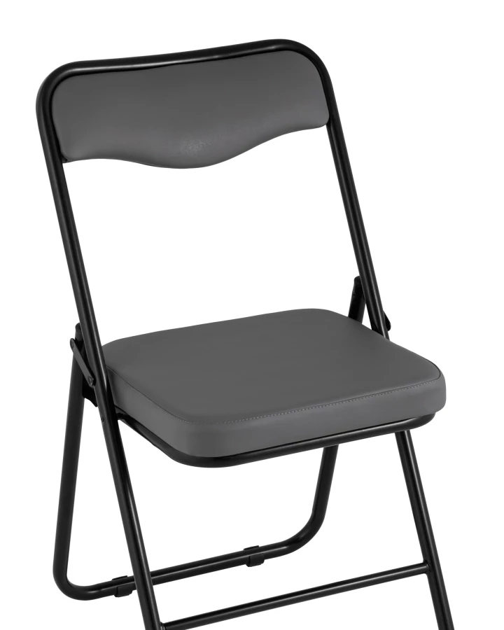 Складной стул Джонни экокожа серый каркас черный матовый (изображение №2)
