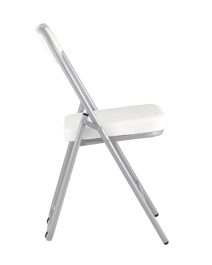 Складной стул Джонни экокожа белый каркас металлик (изображение №4)
