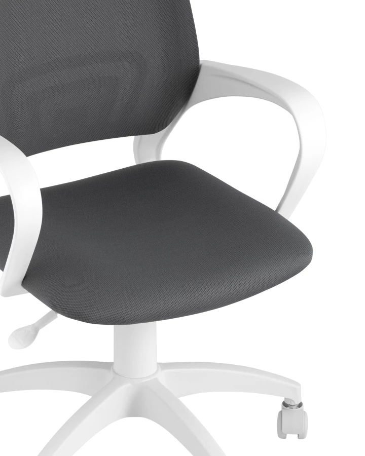 Кресло офисное Topchairs ST-BASIC-W серая ткань крестовина белый пластик (изображение №2)