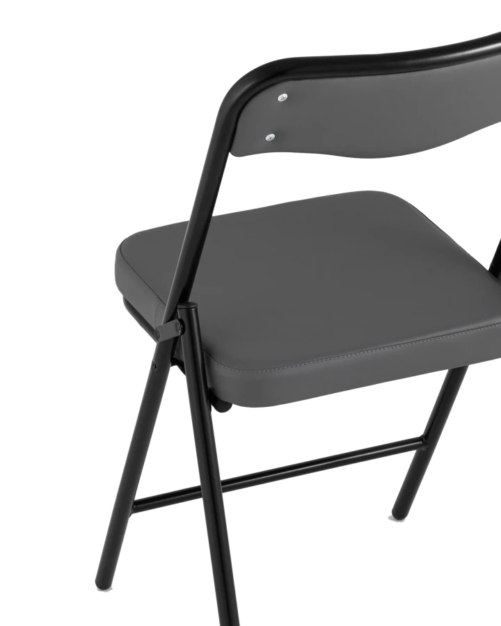 Складной стул Джонни экокожа серый каркас черный матовый (изображение №7)