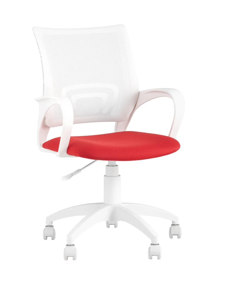 Кресло офисное TopChairs ST-BASIC-W красная ткань крестовина белый пластик (изображение №1)