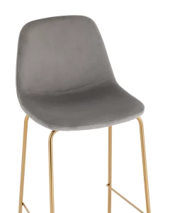 Второе фото. Стул барный Валенсия SN велюр серый золотые ножки