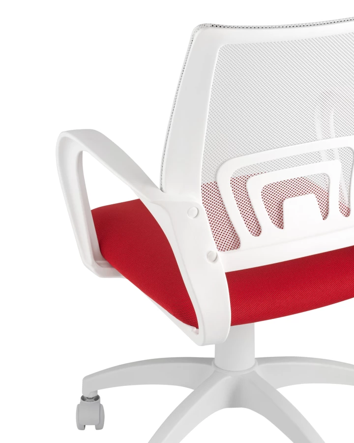 Кресло офисное TopChairs ST-BASIC-W красная ткань крестовина белый пластик (изображение №7)