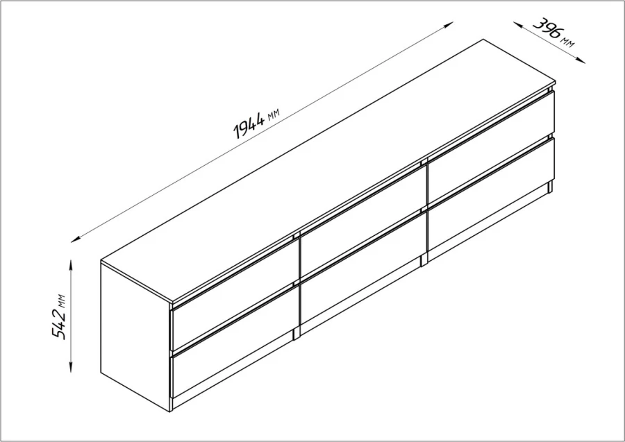 Тумба КАСТОР длинная с шестью ящиками (изображение №3)