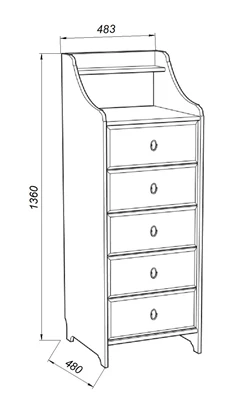 Комод 5 Вествик с пятью выдвижными ящиками и полки (изображение №3)