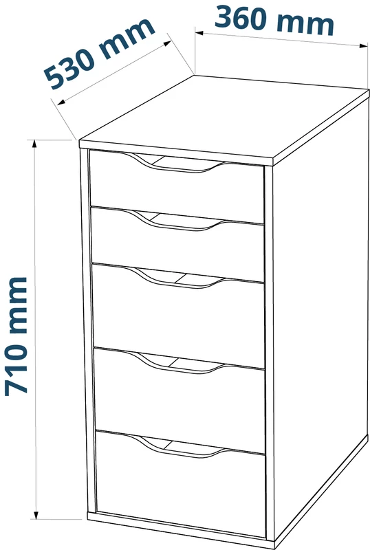 Комод Ингар белый с пятью выдвижными ящиками (изображение №3)