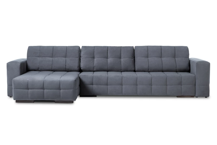 Диван-кровать Реал 2, велюровый, раскладной, серый велюр, 350х180х90 см (изображение №1)