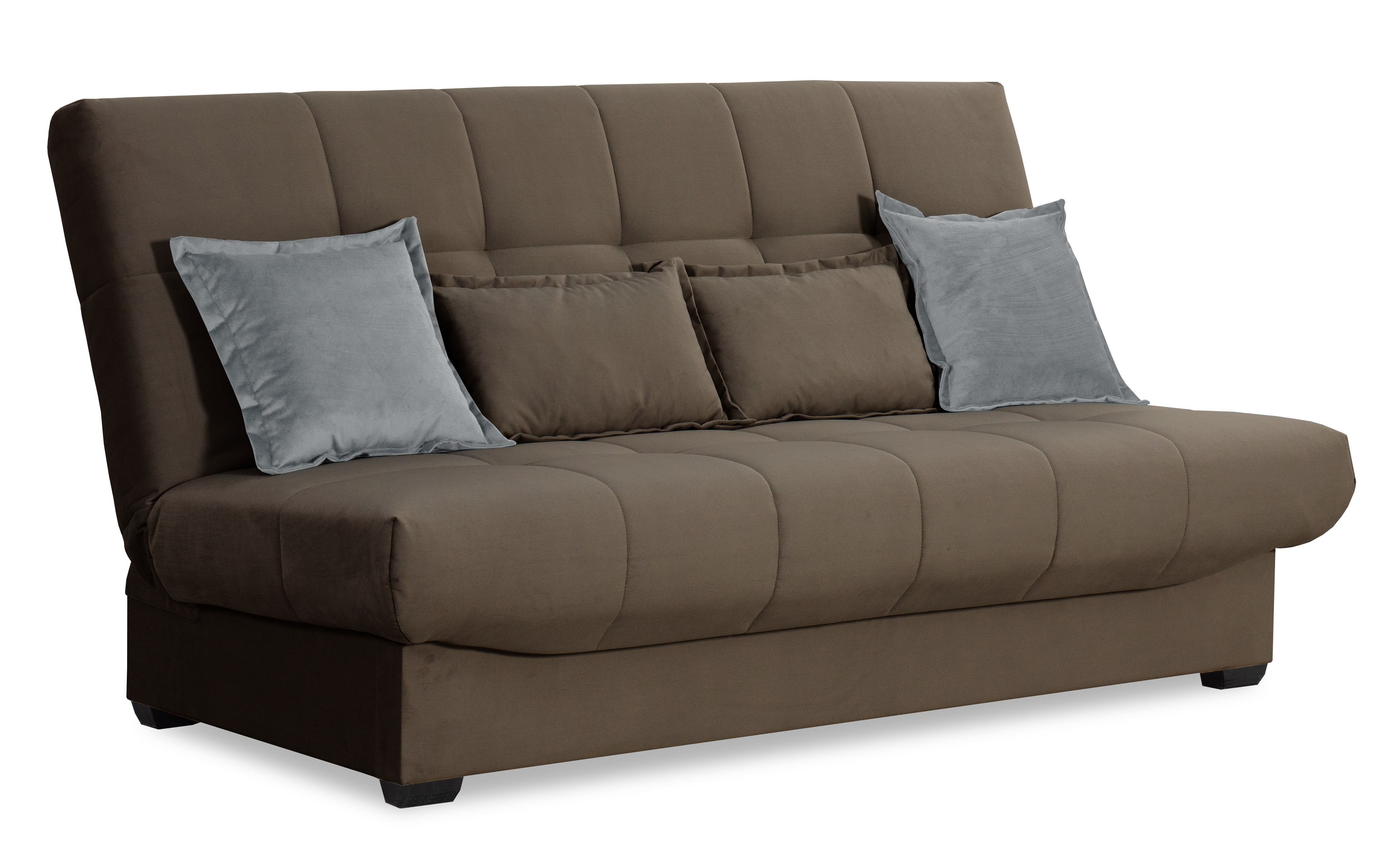 Прямой диван-кровать Аккорд велюровый, раскладной, песочно-серый, 192х100х95 см