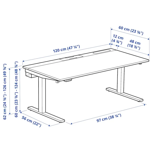 Письменный стол с регулировкой по высоте - IKEA MITTZON/МИТТЗОН ИКЕА, белый/черный (изображение №4)