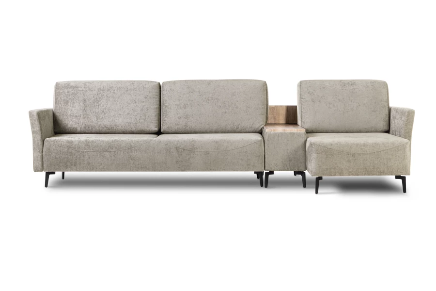 Диван-кровать Тенериф 2, велюровый, раскладной, песочный шенилл, 334х156х93 см (изображение №2)