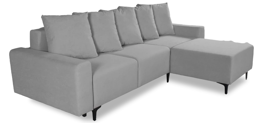 Угловой диван-кровать Халиф, светло серый велюр 261х102х96 см (изображение №2)