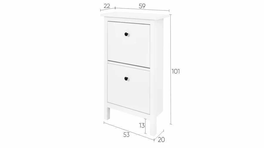 Обувница - аналог IKEA HEMNES / ХЕМНЭС/ ХЕМНЕС / КЫМОР / ИКЕА 59х101x22 см, белый (изображение №5)