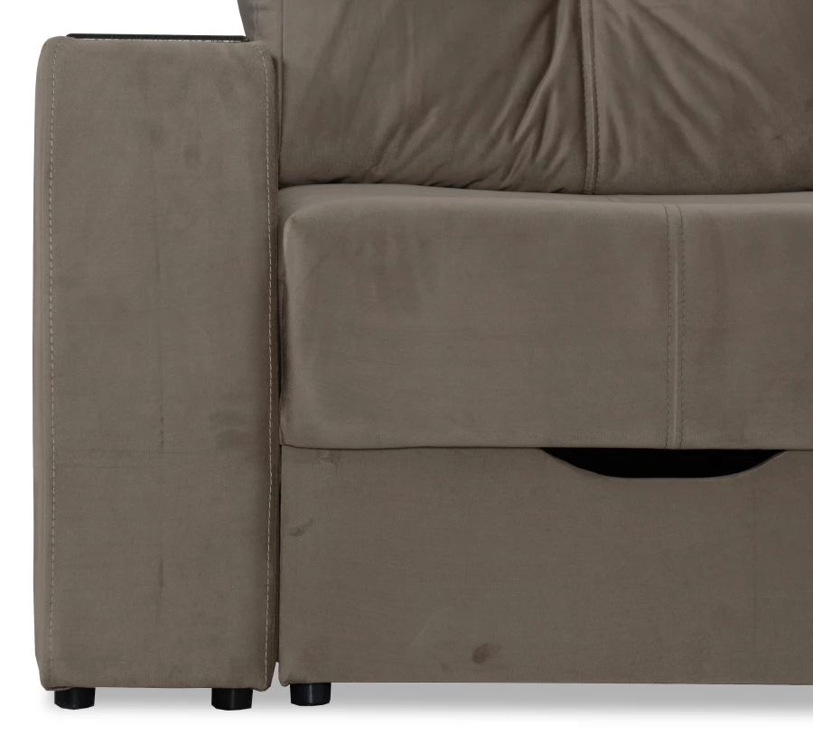 Прямой диван-кровать Спинер, раскладной, песочно-серый, 256х108х90 см (изображение №3)