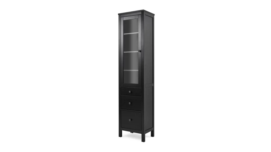 Шкаф-витрина 3 ящика - аналог IKEA HEMNES / ХЕМНЭС/ ХЕМНЕС / КЫМОР / ИКЕА 49х198х37 см, черный (изображение №1)