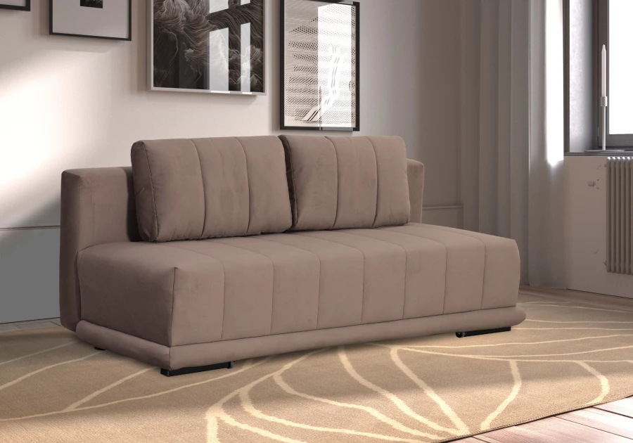 Диван-кровать Флорида, велюровый, кофейно-песочно-серый, 201х90х90 см (изображение №11)