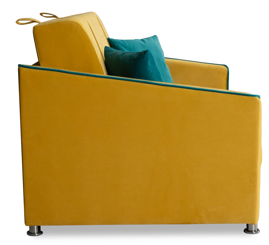 Прямой диван-кровать Милан, велюровый, раскладной, горчично-желтый, 149х99х91 см (изображение №4)