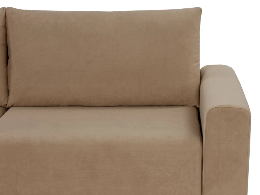 Диван-кровать Халиф велюровый, механизм Еврокнижка, бежево-коричневый, 241х105х98 см (изображение №6)