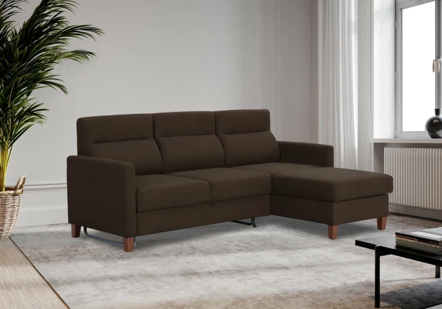 Диван-кровать Марсель со спальным местом, коричневый  228х160х97 см (изображение №2)