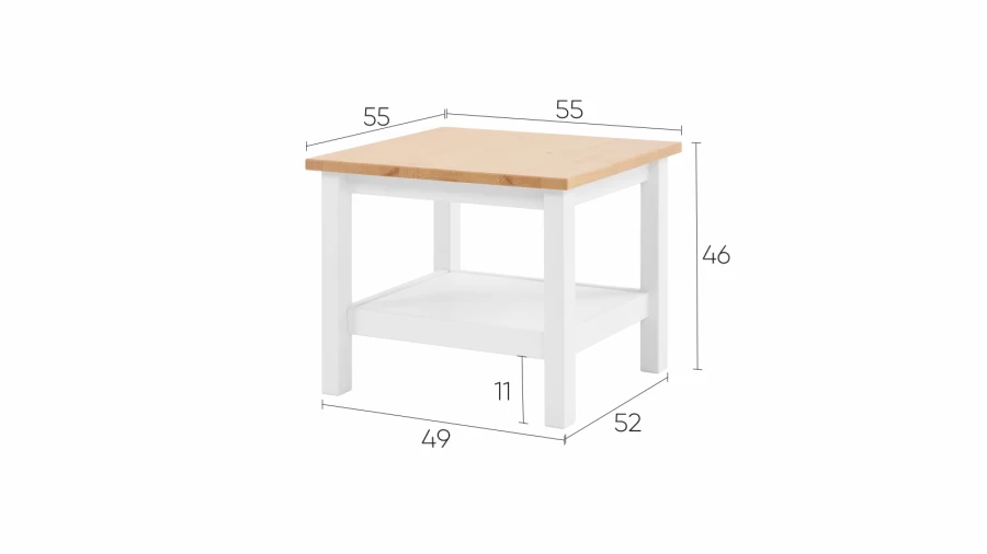 Стол журнальный  - аналог ИКЕА HEMNES / ХЕМНЭС/ ХЕМНЕС / КЫМОР / IKEA , 55x55 см, белый/светло-коричневый (изображение №4)